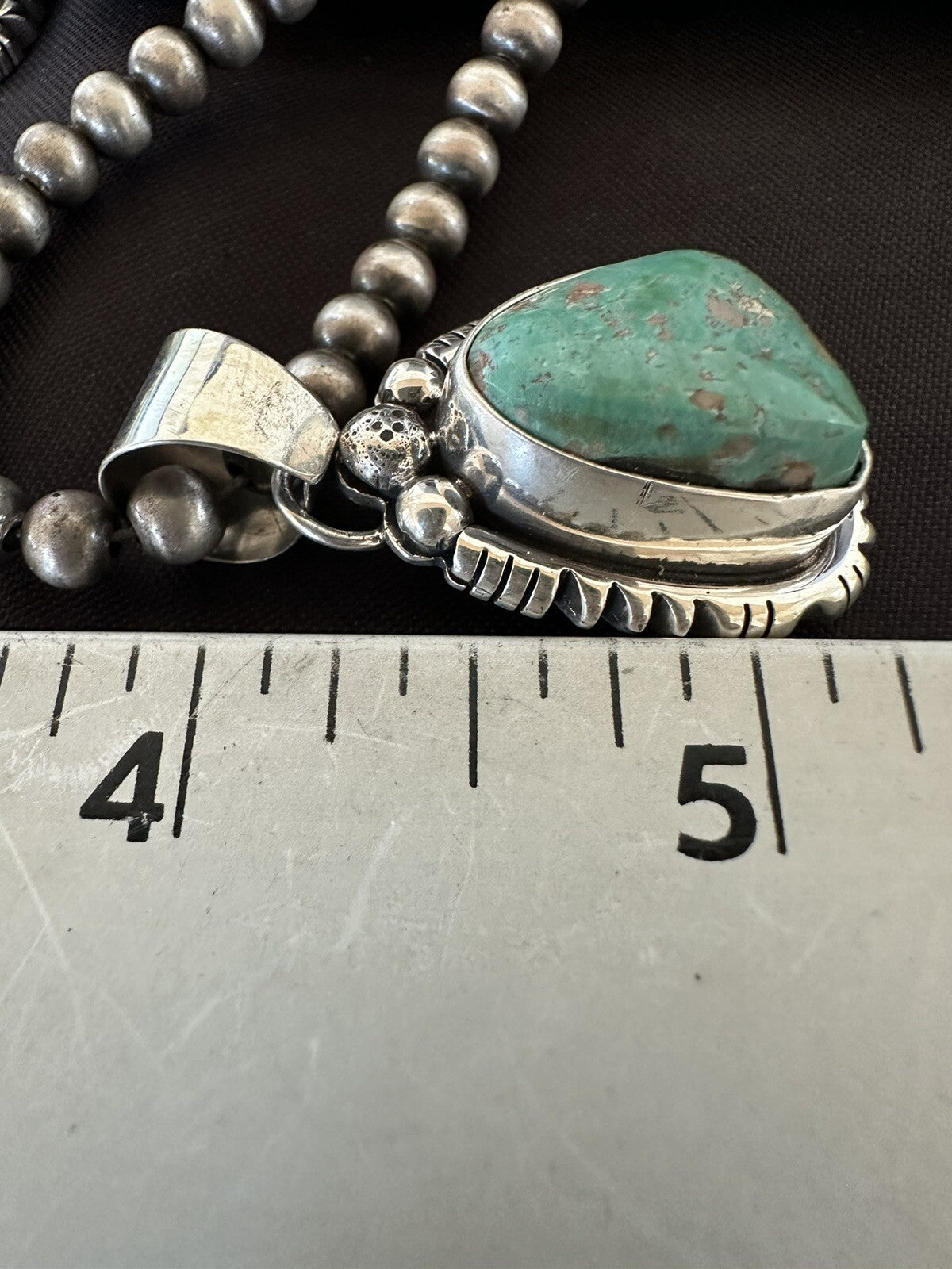Mens Women Navajo Sterling Silver Green Royston Turquoise Necklace Pendant 18313