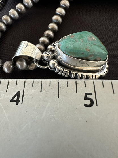Mens Women Navajo Sterling Silver Green Royston Turquoise Necklace Pendant 18313