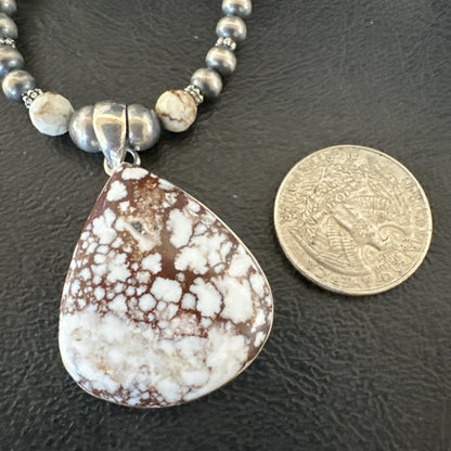 Mens Womens Wild Horse Turquoise Pendant Navajo Sterling Silver Necklace 19574