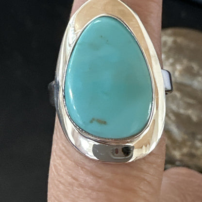 WoMens Sterling Silver Robin Egg Blue Kingman Turquoise Ring Size 8.5 17729