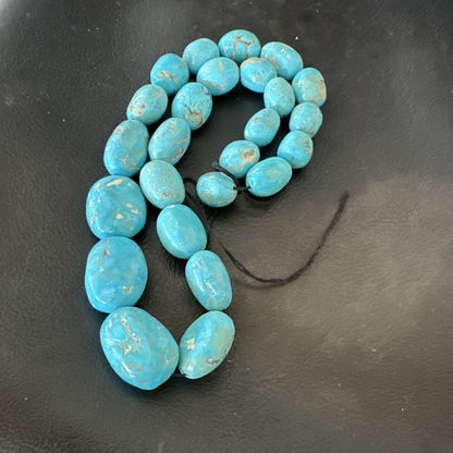 Authentic Blue Sleeping Beauty Graduated Turquoise Nugget Strand 18” 18499