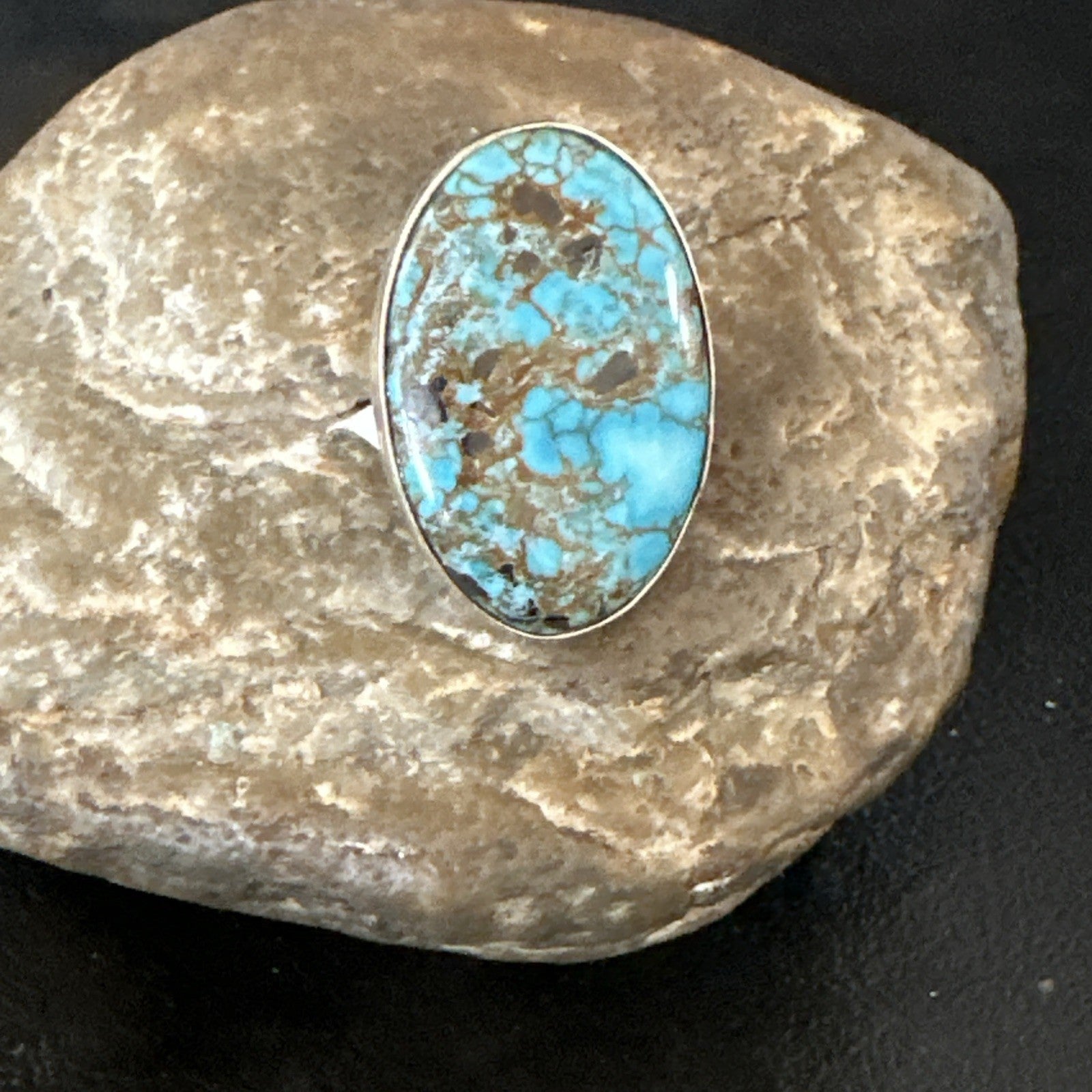 Blue Turquoise#8 Southwestern Sterling Silver Ring Size 7 19738
