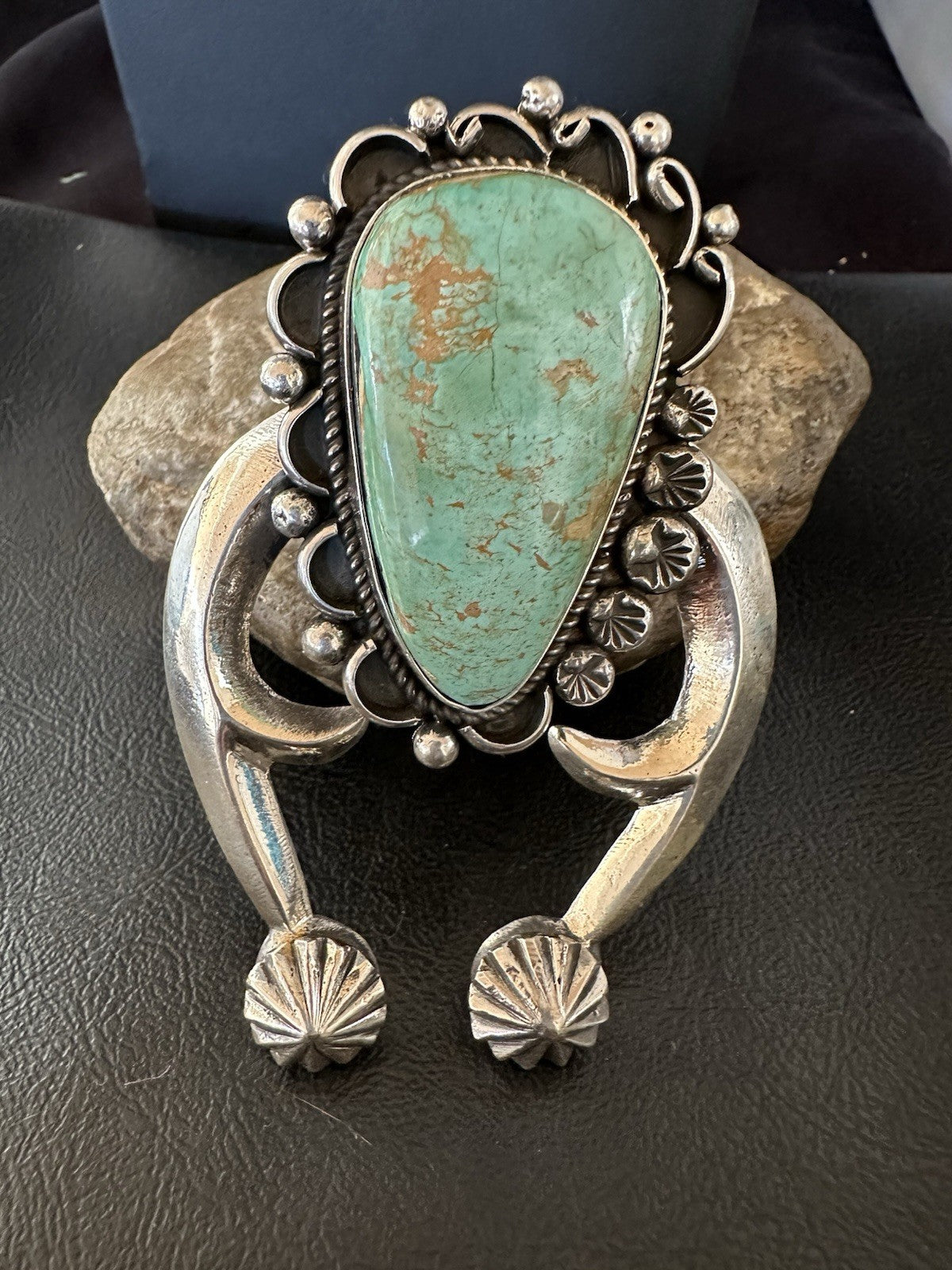 XXL Men Women Green Royston Turquoise Naja Sterling Silver Pendant Navajo 19528