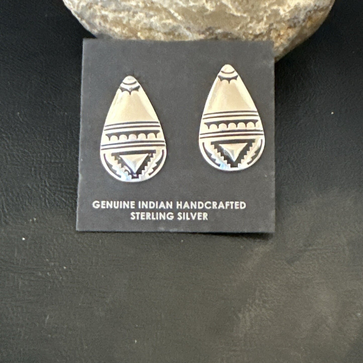 Old Pawn Navajo Stamped Sterling Silver Stamped Handmade Earrings 18174