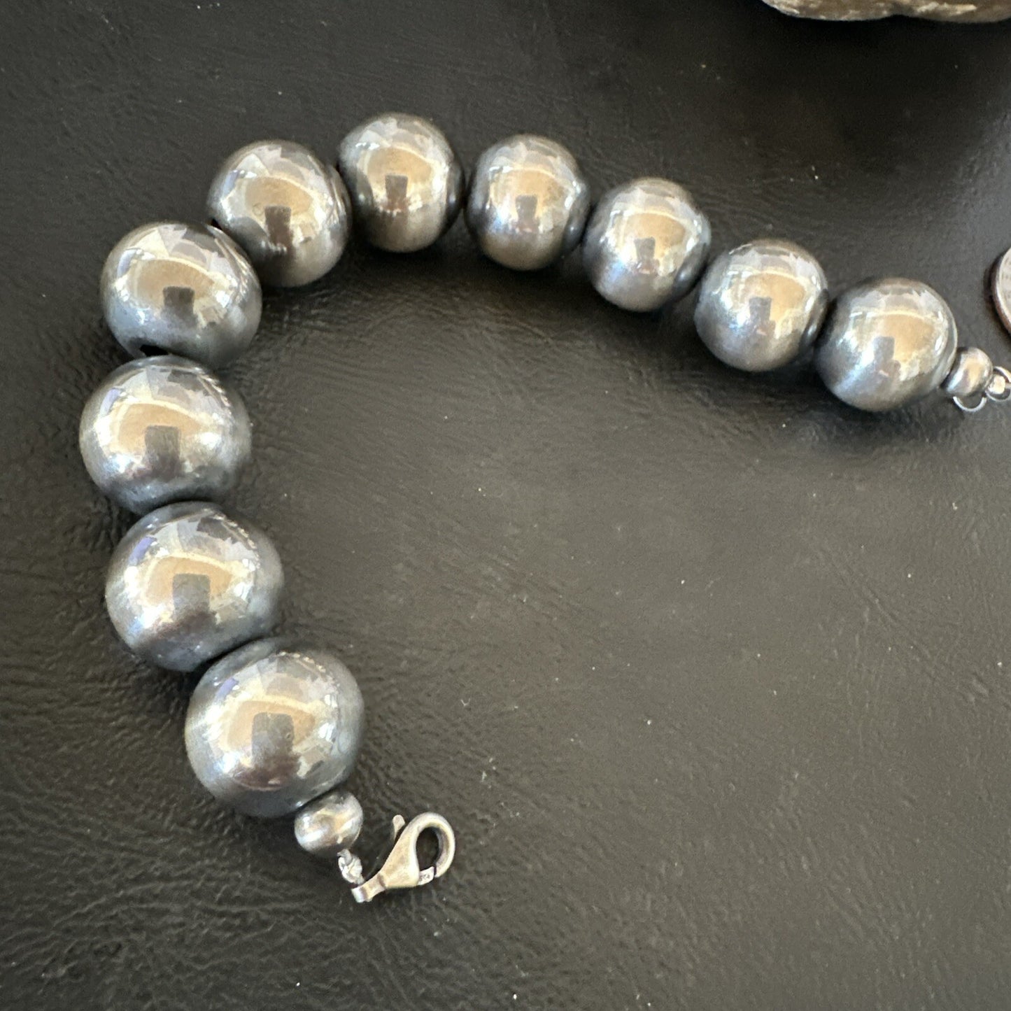 16mm Round Beads 7” Sterling Silver Beads Bracelet 17163