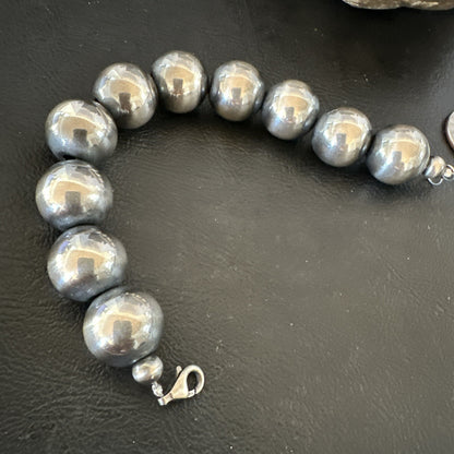 16mm Round Beads 7” Sterling Silver Beads Bracelet 17163