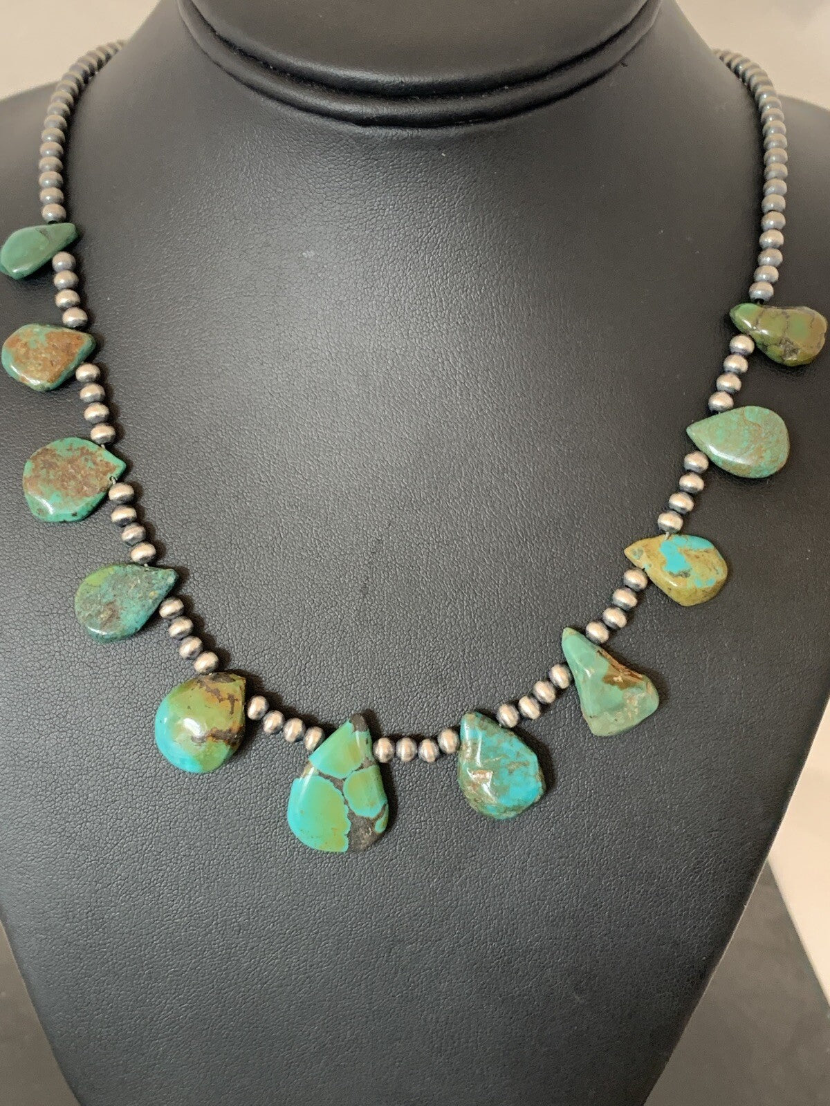 Navajo Pearls Sterling Silver Royston Turquoise 20" Necklace 00484