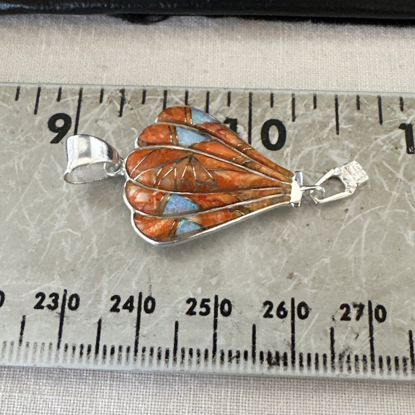 Balloon Orange Spiny Opal Pendant Navajo Sterling Silver 19259