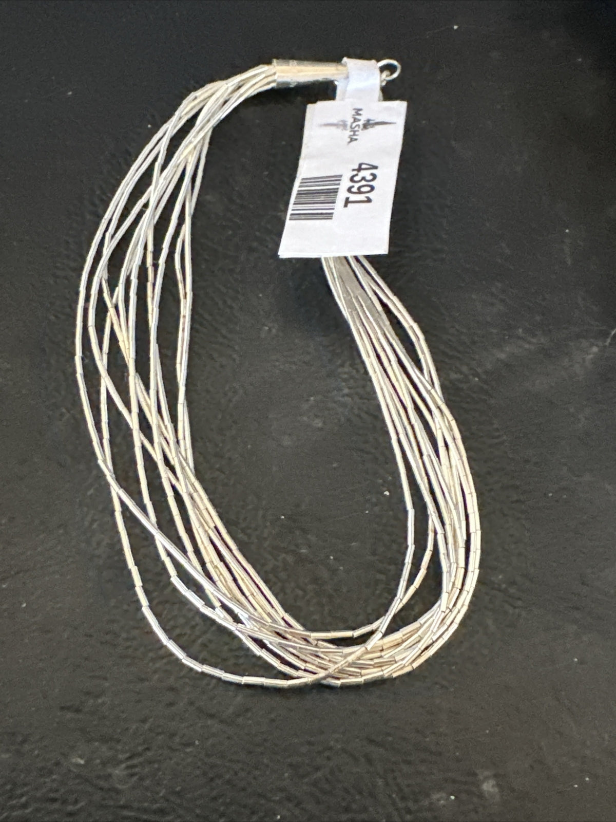 Womens Heishi Liquid Sterling Silver 10 Strands Bracelet 8” 4391