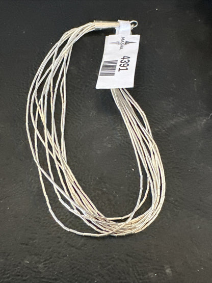 Womens Heishi Liquid Sterling Silver 10 Strands Bracelet 8” 4391
