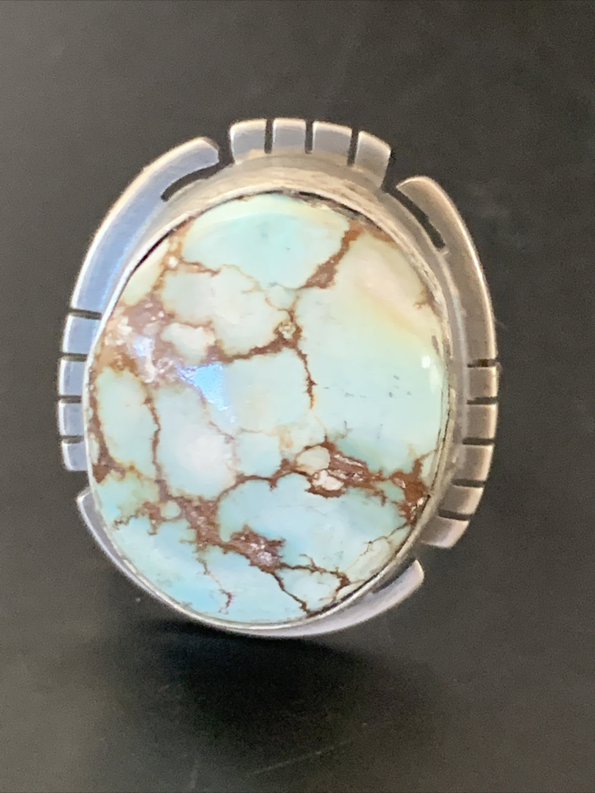 Blue Golden Hill Turquoise Navajo Sterling Silver Ring Size 6 14847