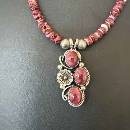 Sterling Purple Spiny Sugilite Pendant Navajo Silver Necklace 19609