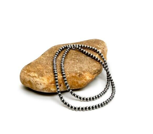Native American 7mm Sterling Silver Navajo Pearls 51" Single Strand Necklace