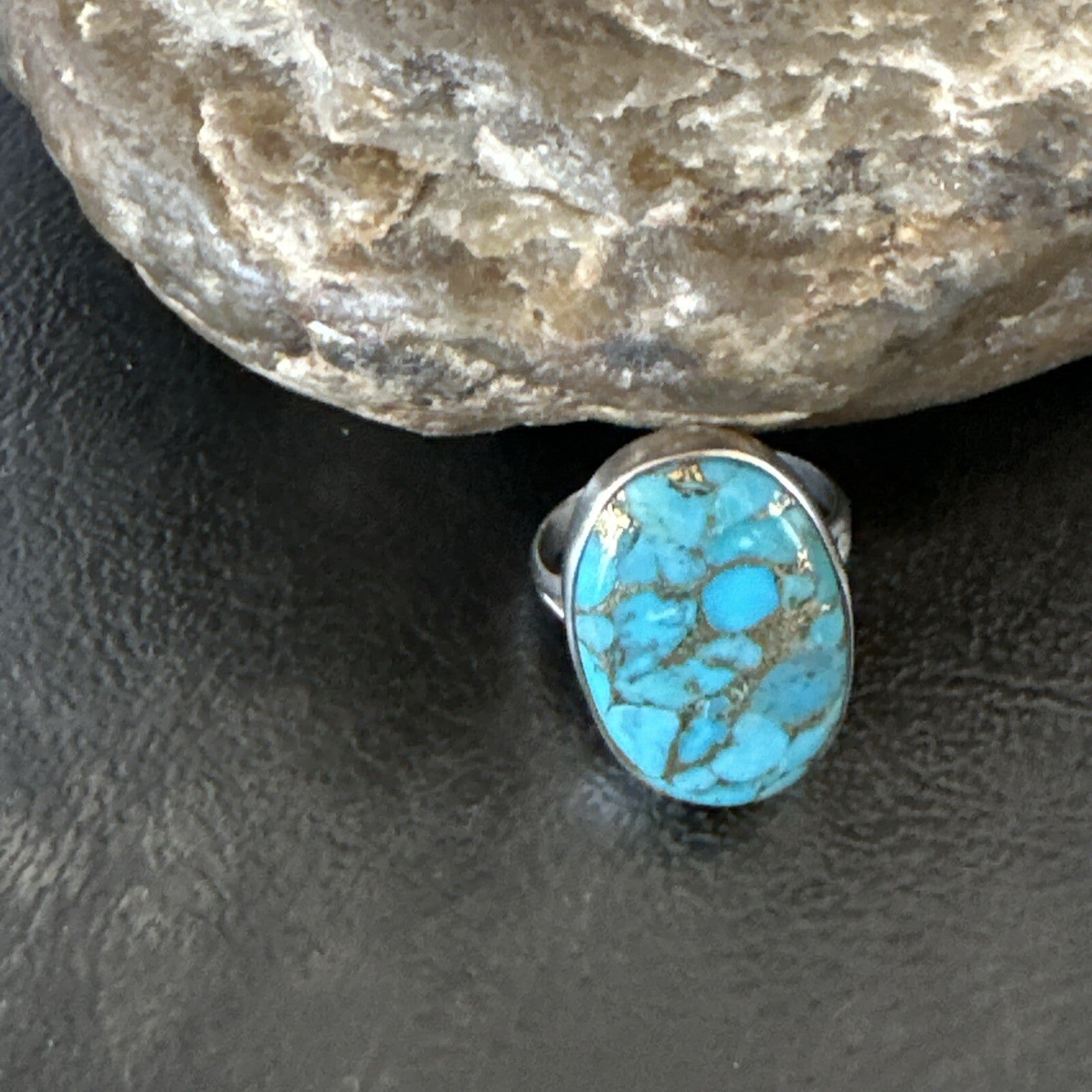 Mohave Native Navajo Sterling Silver Blue Turquoise Ring Sz 7 18242