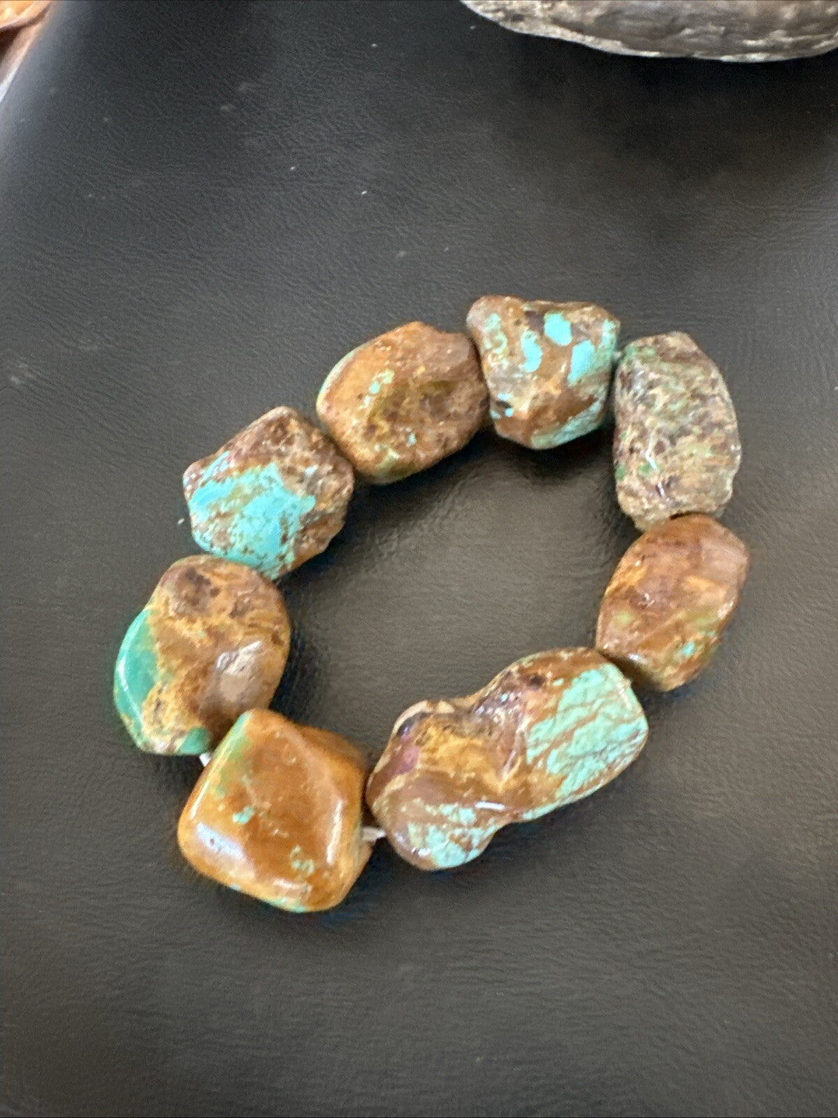 Mens Womens Blue Green Turquoise Stretch Stone Friendship Bracelet 7" 18867