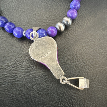 Balloon Red Coral Purple Pendant Navajo Sterling Silver Necklace 22" 18346