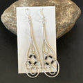 Black Onyx 2 Strands Heishi Liquid Dangle Earrings | Sterling Silver | Authentic Native American Handmade | 17935