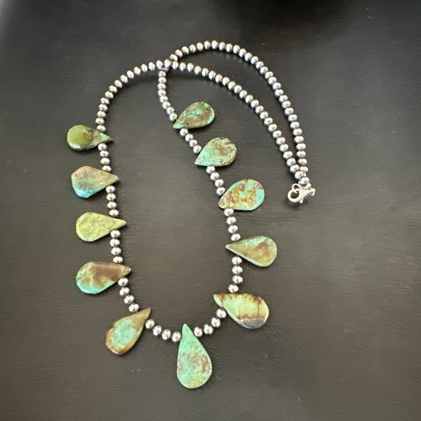 Navajo Pearls Sterling Silver Royston Turquoise 20" Necklace 00484