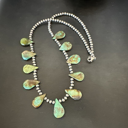 Navajo Pearls Sterling Silver Royston Turquoise 20" Necklace 00484