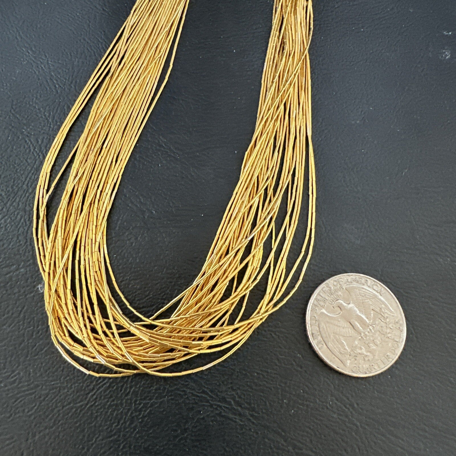 Gold Filled Heishi Tubes 30 Strand 19” Liquid Sterling Silver Necklace 17176