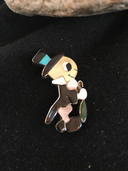Collectible Zuni Sterling Silver Disney Jiminy Pin Pendant Vintage Old Pawn