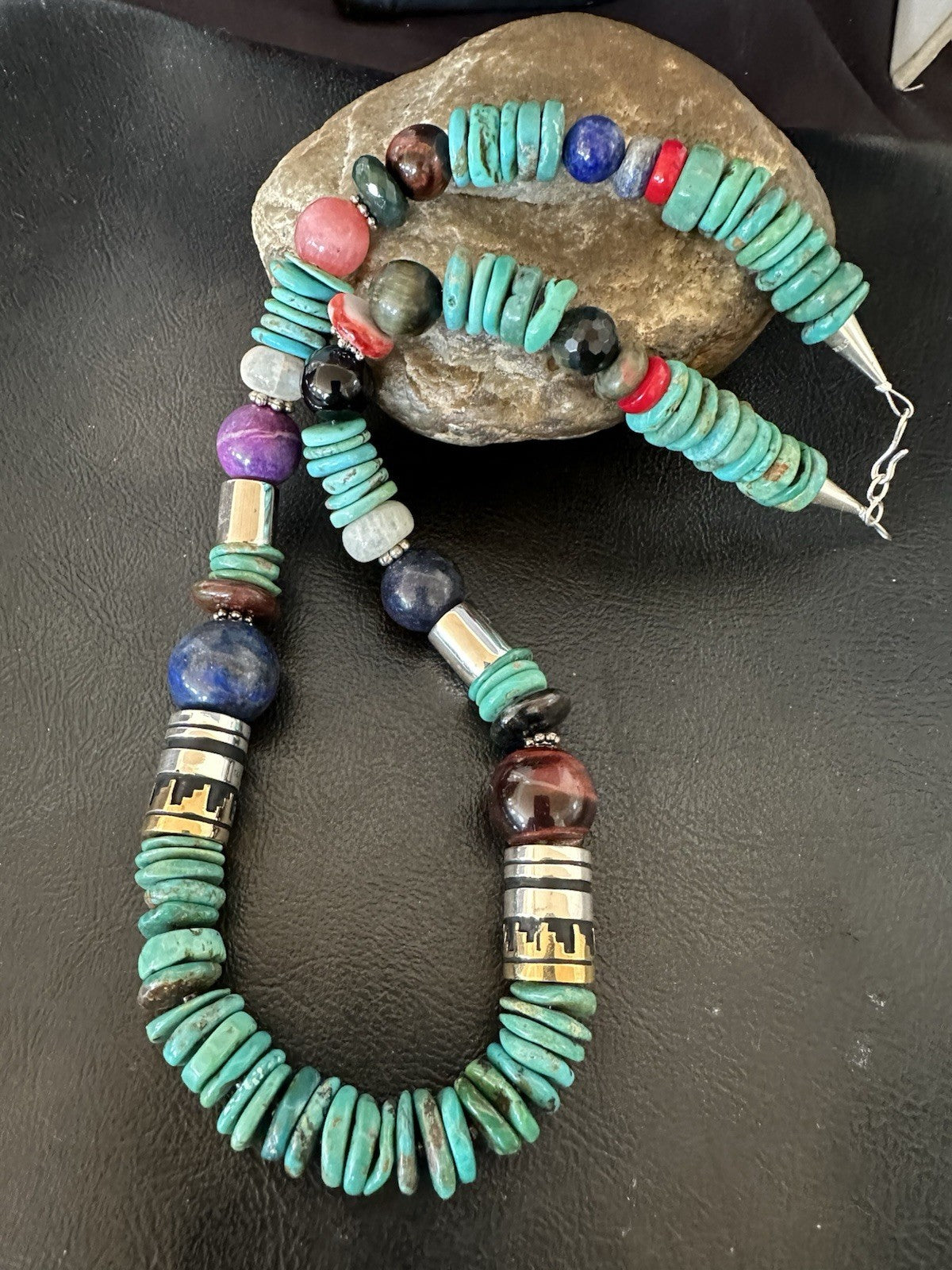 Tommy Rosita Singer T R Sterling Silver Blue Turquoise Bead Necklace 21 in 19412