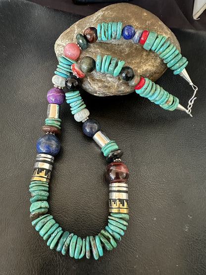 Tommy Rosita Singer T R Sterling Silver Blue Turquoise Bead Necklace 21 in 19412