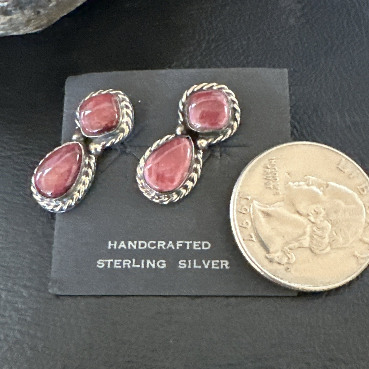 Native Purple Spiny Oyster Navajo Sterling Silver Dangle Earrings 1" 1606
