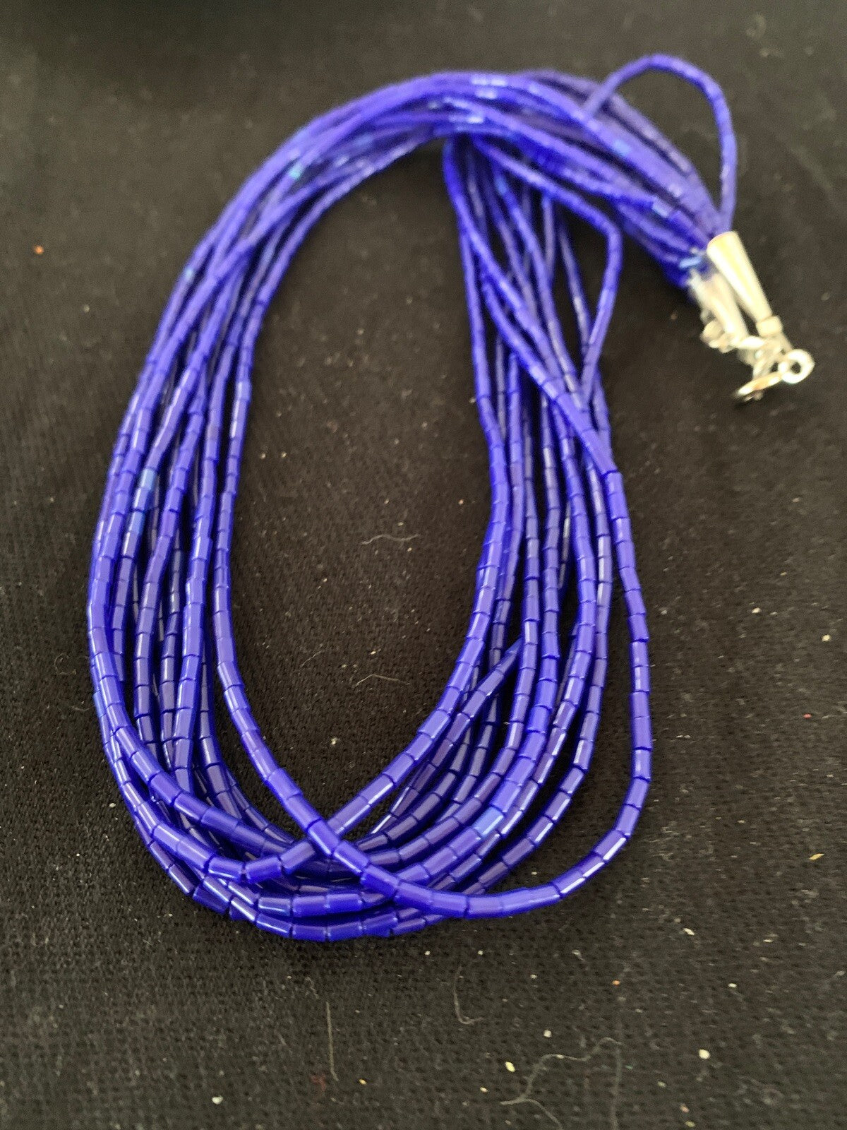 Blue Lapis Stabilized Heishi 10 Strand Sterling Silver Necklace 19" 2018