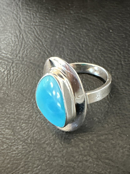 WoMens Sterling Silver Blue Kingman Turquoise Ring Size 7.5 17683