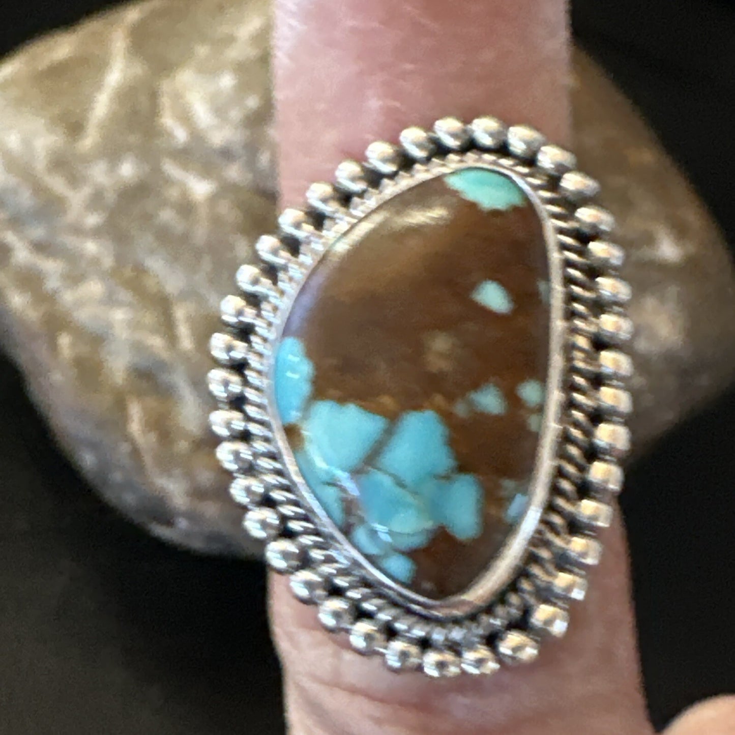 Blue Turquoise #8 Navajo Sterling Silver  Ring Size 6 18826