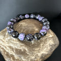 Purple Stone 10mm Stretch Bead Bracelet Navajo | Sterling Silver | Authentic Native American Handmade | 15239