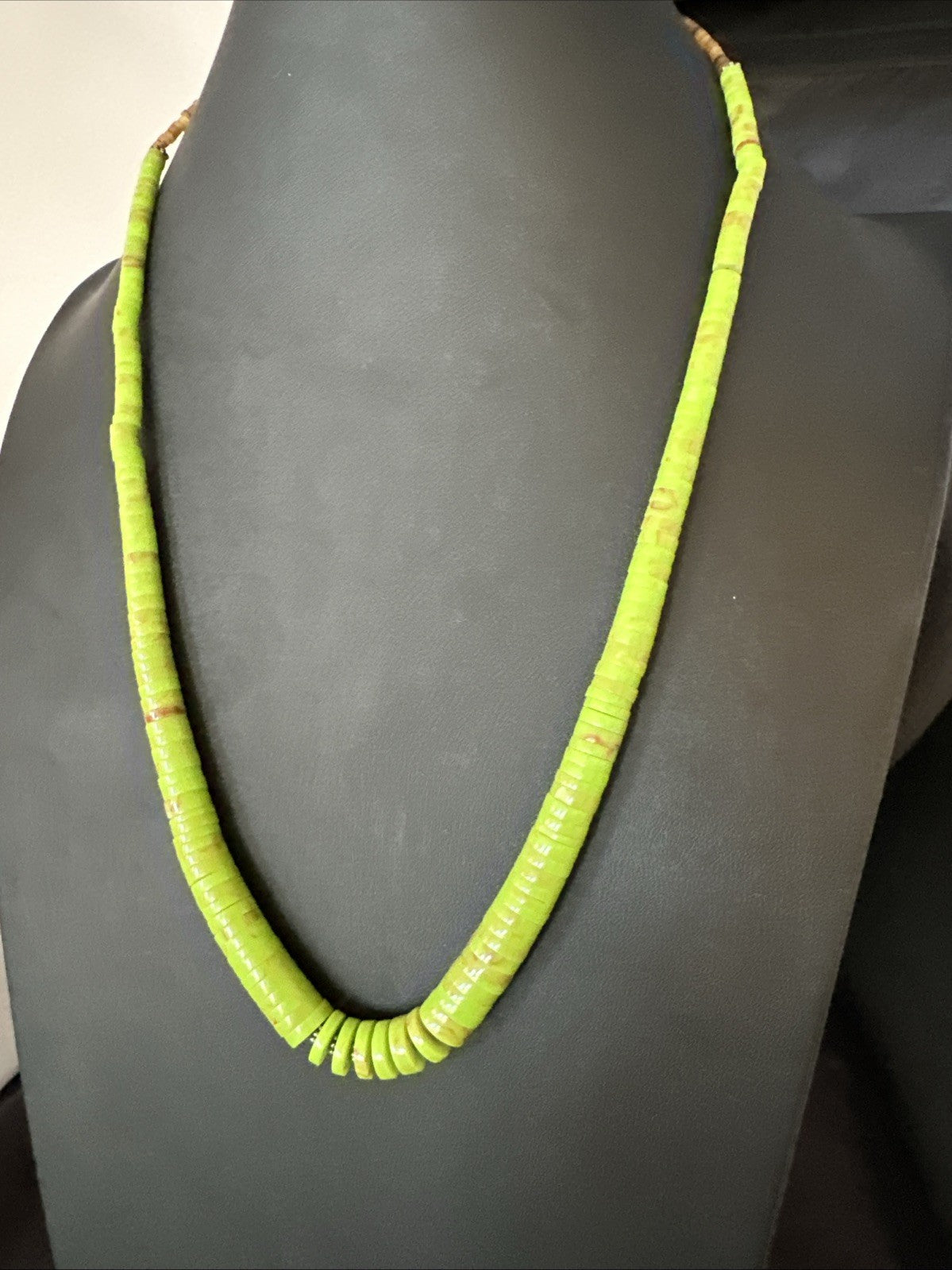 Green Gaspeite Stabilized Santo Domingo Sterling Silver Beads Necklace 24" 19456