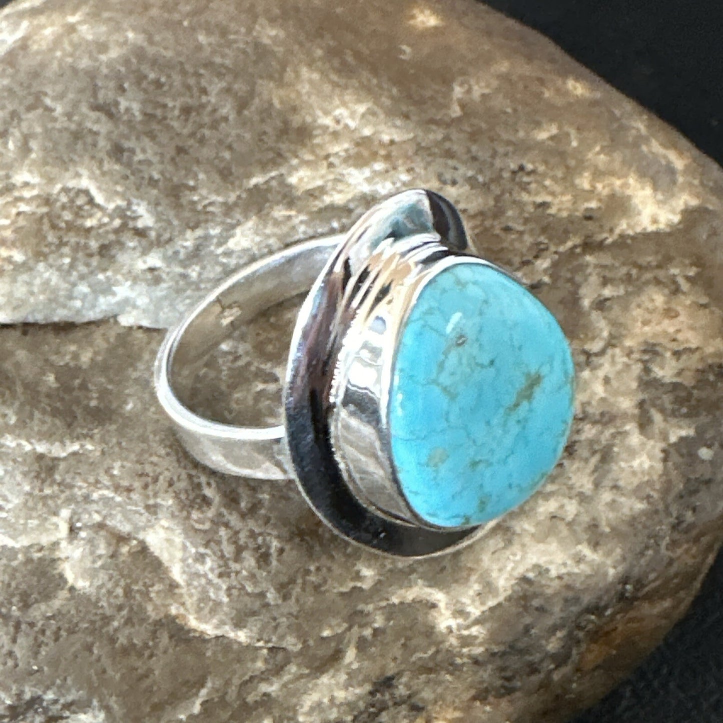 Blue Turquoise Spiny Oyster Southwestern Sterling Silver Ring Size 10 18532