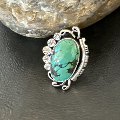 Yazzie Handmade Navajo Sterling Silver  Blue Kingman Turquoise Ring Size 8 19626
