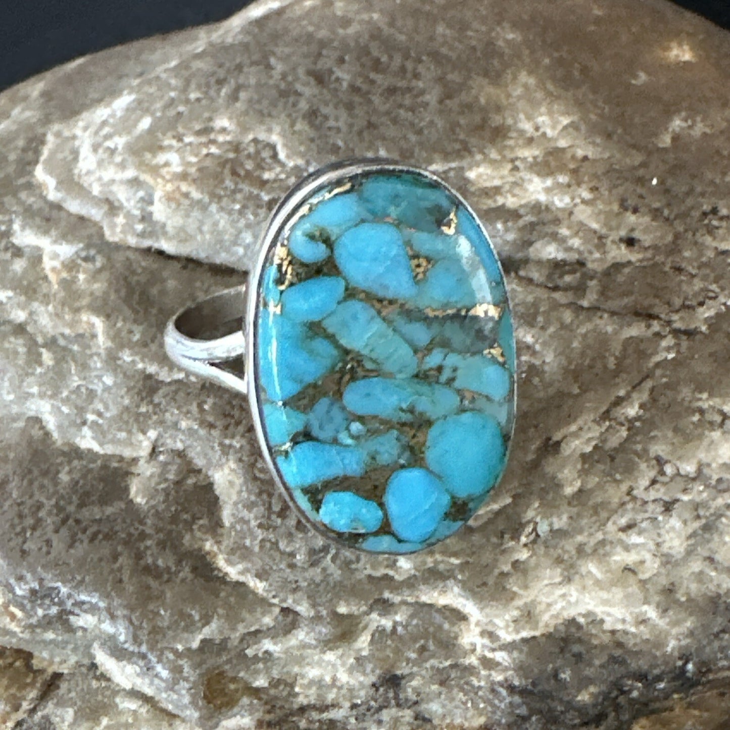 Mohave Native Navajo Sterling Silver Blue Turquoise Ring Sz 10 18245
