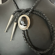 Men's BOLO TIE WHITE BUFFALO TURQUOISE Navajo 1" | Sterling Silver | Authentic Native American Handmade | 19123
