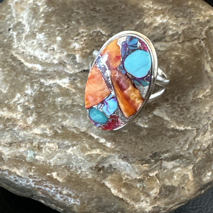 Turquoise Spiny Oyster Navajo Sterling Silver Ring Size 8 18213