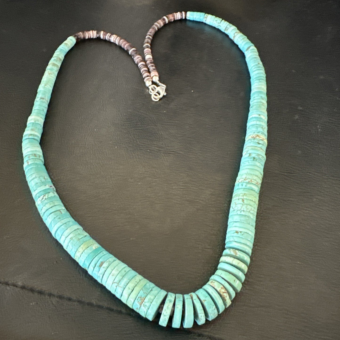 Santo Domingo Stabilized Blue Turquoise Necklace 26” 19599