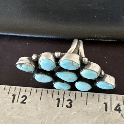 Navajo Sterling Silver Cluster Blue Turquoise 9 Stone Ring Sz 9 18600