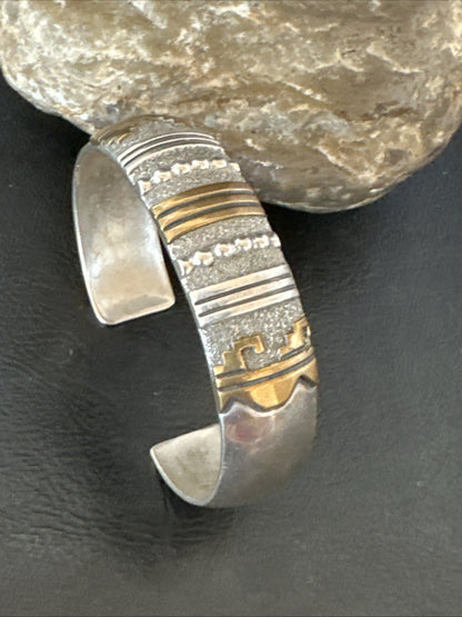 Gold filled Navajo Womens Sterling Silver Cuff Bracelet 6.75" 19700