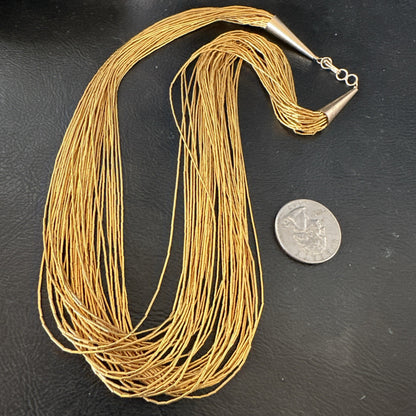 Gold Filled Heishi Tubes 40 Strand 18” Liquid Sterling Silver Necklace 19360