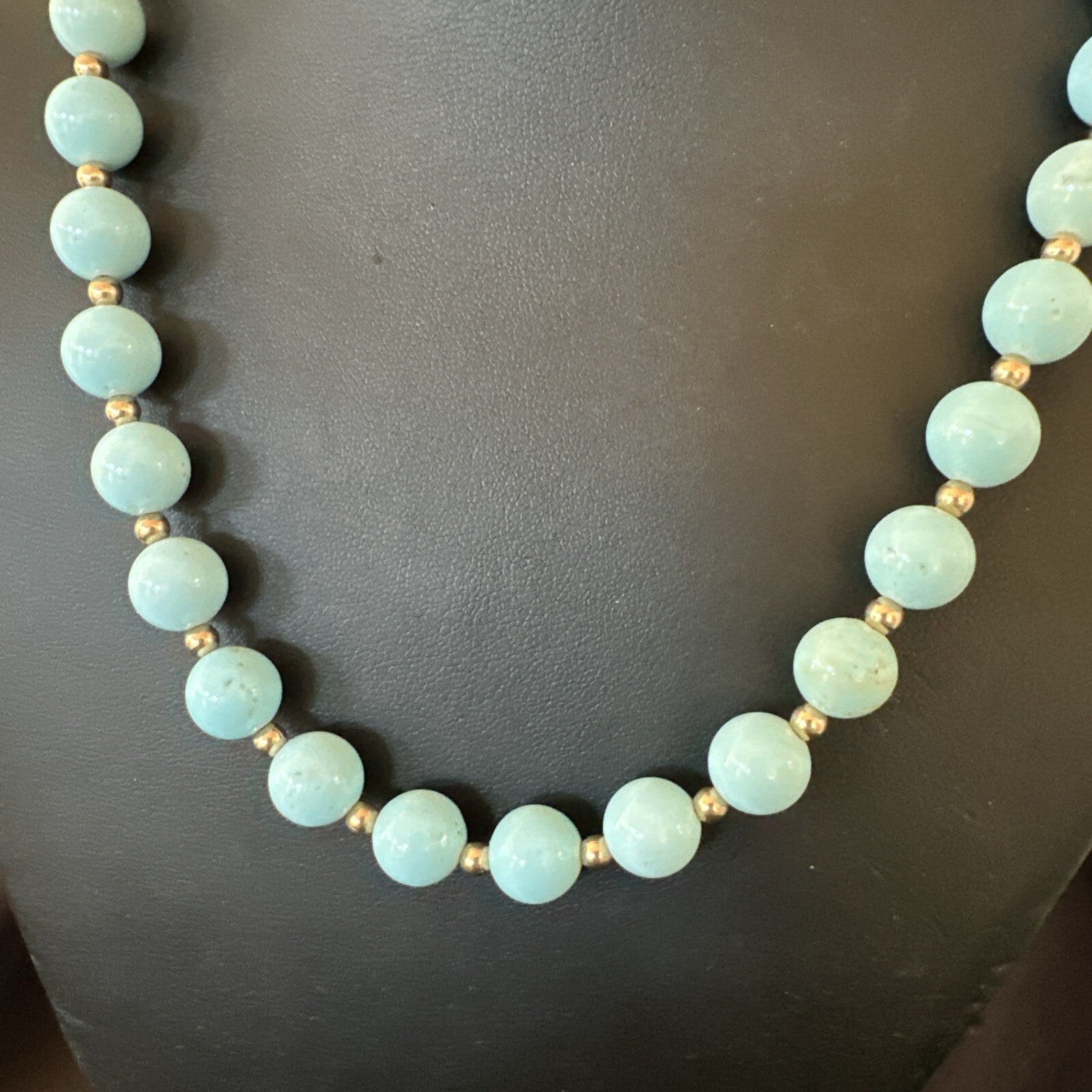 Goldfilled Womens 10mm Blue Dry Creek Turquoise Navajo Necklace 19” 18588