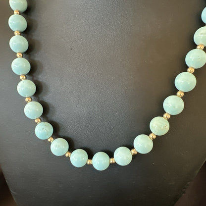 Goldfilled Womens 10mm Blue Dry Creek Turquoise Navajo Necklace 19” 18588