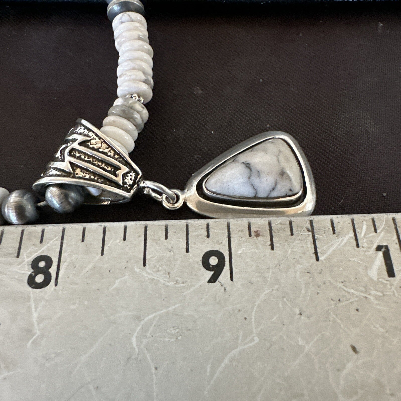 White Buffalo Turquoise Pendant Navajo Pearls Sterling Silver Necklace 22" 18260