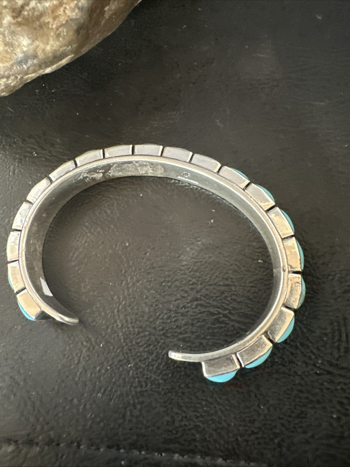 Blue Kingman SB Turquoise Navajo Sterling Silver Cuff Bracelet 6.5" 19069