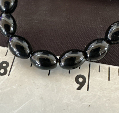 Mens Women Melon Beads Black Onyx Navajo Sterling Silver Necklace 18” 17921