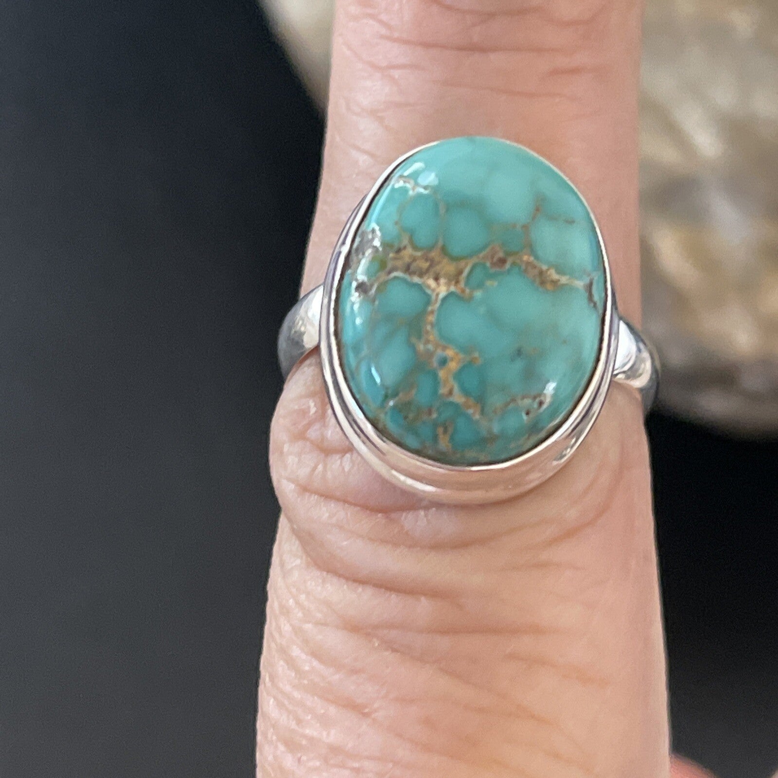 Native American Navajo Sterling Silver Blue Turquoise Ring Size 7 11415