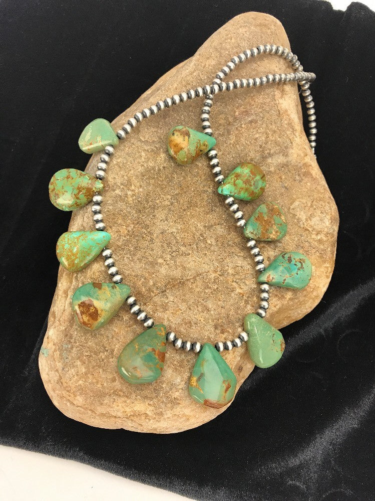 Native American Navajo Pearls St Silver Royston Turquoise Necklace 10072