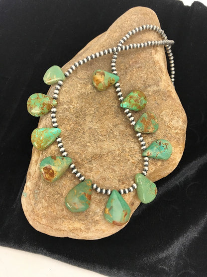Native American Navajo Pearls St Silver Royston Turquoise Necklace 10072
